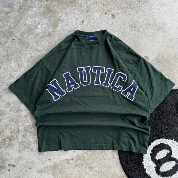 Y2K Forest Green Nautica Boxy Tee - Picture 1 of 5